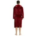 thumbnail image 2 of U2SKIIN Mens Hooded Robe, Plush Soft Warm Mid Length Fleece Bathrobe for Men,(Dark Red,L-XL), 2 of 4