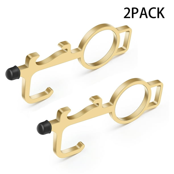 Antimicrobial Keychain Tool With Bottle Opener Brass Hygiene Door Opener 2 Pack Walmart Com