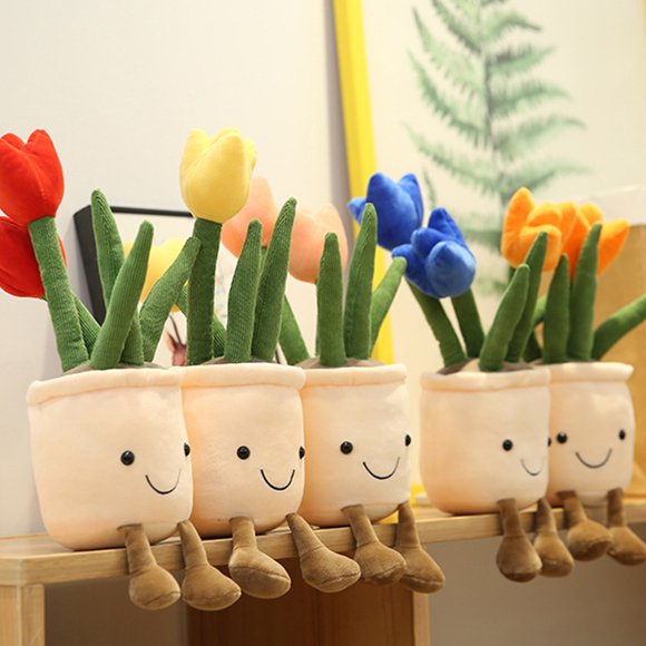 35 cm realista tulipán plantas suculentas peluche decoración juguete decoración suave muñeca de peluche maceta flores almohada para niños niñas regalo