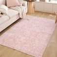 thumbnail image 2 of SPRINDAY Boho Pink Area Rug, 3'x5' Vintage Rugs for Entryway, Non-Slip Washable Distressed Carpet for Home Office Decor, 2 of 9