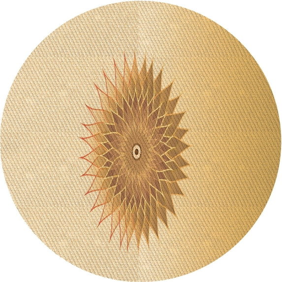 Ahgly Company Machine Washable Indoor Round Transitional Orange Area Rugs, 3' Round