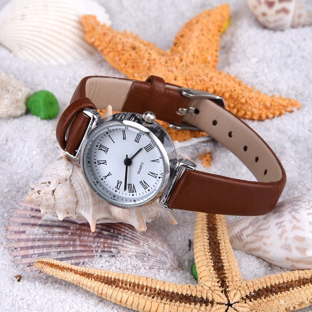Reloj para mujer, Reloj de pulsera para mujer, Exquisito peque?o reloj de vestir de moda simple para mujer, mini reloj de pulsera de cuero retro correa café + esfera blanca) Khall Tendencias