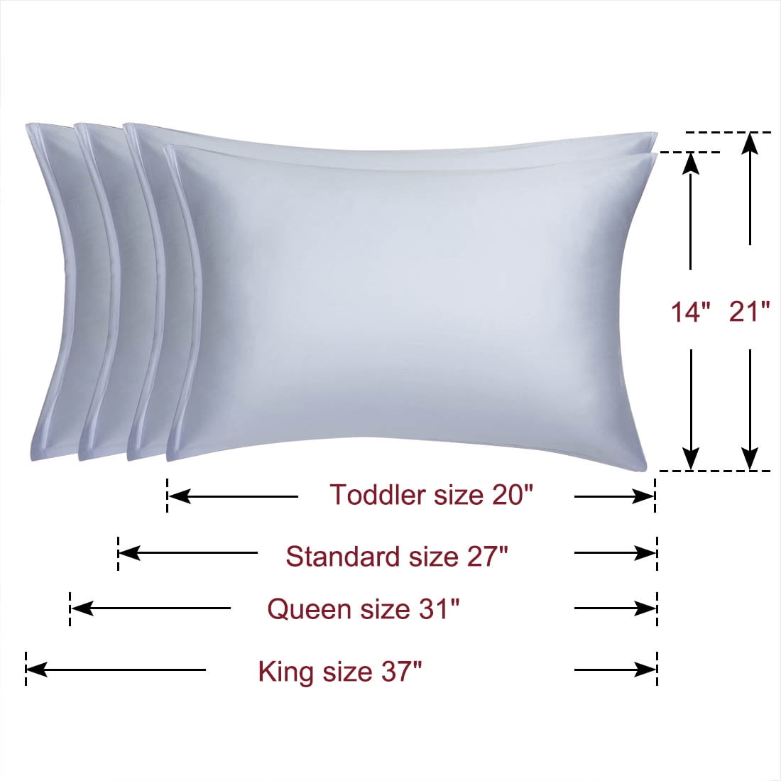 Unique Bargains 2 Pack Silky Satin Pillow Cover Cases Lavender Grey 14" x 20"