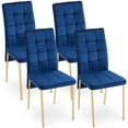 thumbnail image 2 of Dining Chairs Set of 4, Velvet Upholstered Accent Chairs with Tufted Back and Gold Metal Legs, 4-Pieces Modern Chairs High Back Nordic Kitchen Chairs for Dining Room Kitchen Vanity Patio, Dark Blue, 2 of 6