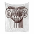 thumbnail image 1 of Vintage Soft Flannel Fleece Blanket, Classical Antique Column Roman Empire Architecture Heritage Culture Print, Cozy Plush for Indoor and Outdoor Use, 60" x 80", Burgundy and White, by Ambesonne, 1 of 6