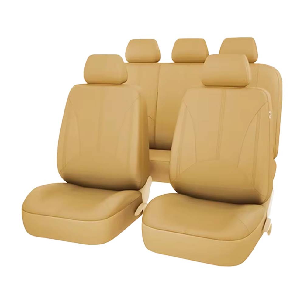 AUTOA 9 Pcs PVC Leather Car Seat Covers Full Set, Front & Rear Bench Waterproof Seat Cover Fit for SUV,Sedan,Van, Airbag Compatible, White