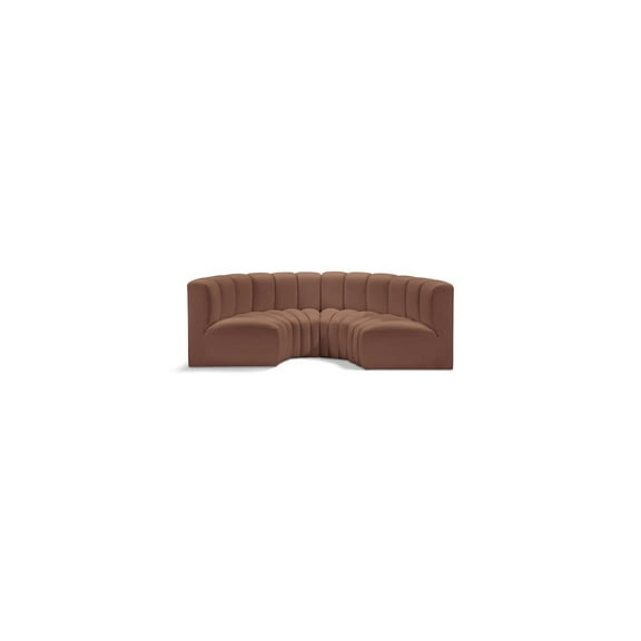 Meridian Furniture Arc Cognac Vegan Leather Modular Sectional