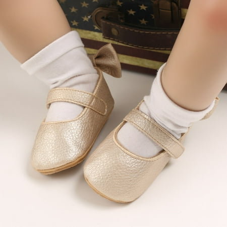 

Toddler Kids Baby Boys Girls Solid Bowknot Non-Slip First Walking Shoes