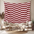 thumbnail image 2 of Red White Tapestry for Bedroom Wall Hanging Tapestry, Modern Abstract Waves Water Ripple Striped Ceiling Backdrop Tapestries Poster Blanket Wall Decor for Teens Room Living Room Dorm 59" x 79", 2 of 8