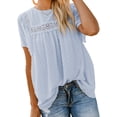 thumbnail image 1 of Asyoly Women's Summer Casual Swiss Dot Blouse Crew Neck Loose Fit Tops Short Sleeve Lace Tees, 1 of 5