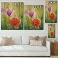 thumbnail image 4 of Designart 'Poppies In The Morning In Wild Green' Traditional Print on Natural Pine Wood, 4 of 5