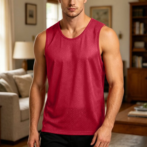 Qiyinn Men's Sleeveless Vest Tank Top | Casual Solid Color Muscle Vest for Gym, Summer Layering
