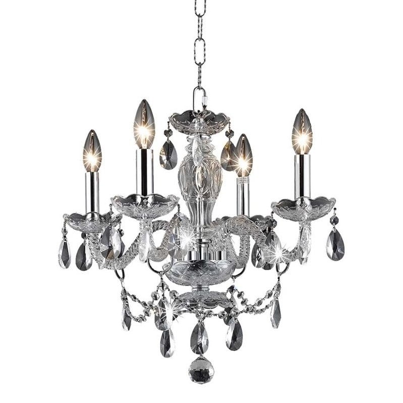 Elegant Lighting Princeton 4 Light Royal Crystal Chandelier In Chrome