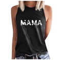 thumbnail image 2 of Summer Saving Wycnly Tank Top for Women Mama Letter Print Round Neck Sleeveless T Shirts Mother's Day Loose Fit Cute Breathable Racerback Tank Blouses Black XXL Clearance Clothes, 2 of 5