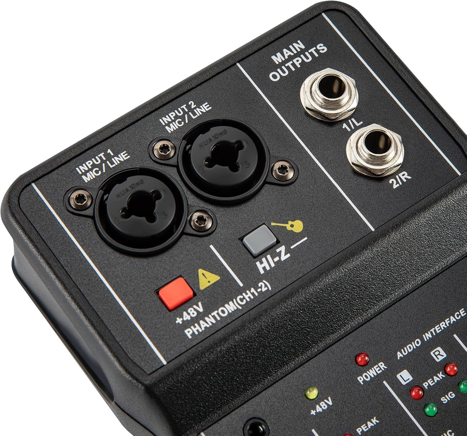Portable Mini Mixer 2 Channel Audio DJ Console USB 48V Phantom Power Combo Jack Microphone/Guitar XLR+6.35mm, 3.5mm Stereo in for PC Recording Singing Webcast Party
