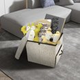 thumbnail image 6 of Hofitlead 15 Inch Storage Ottoman Cube, Folding Square Storage Ottoman with Tray&Drawer Footstool, Bedroom (Beige,1 PCS + Side Drawer), 6 of 8