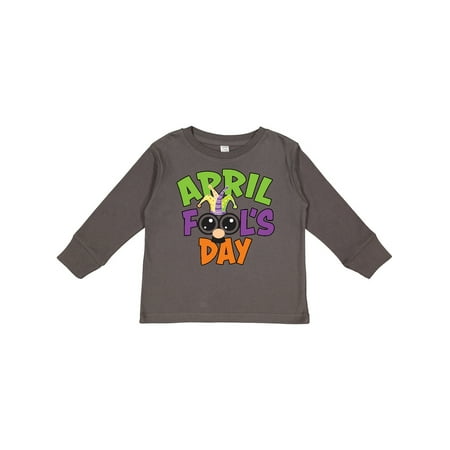 

Inktastic April Fools Day with Funny Face Replacing O Gift Toddler Boy or Toddler Girl Long Sleeve T-Shirt