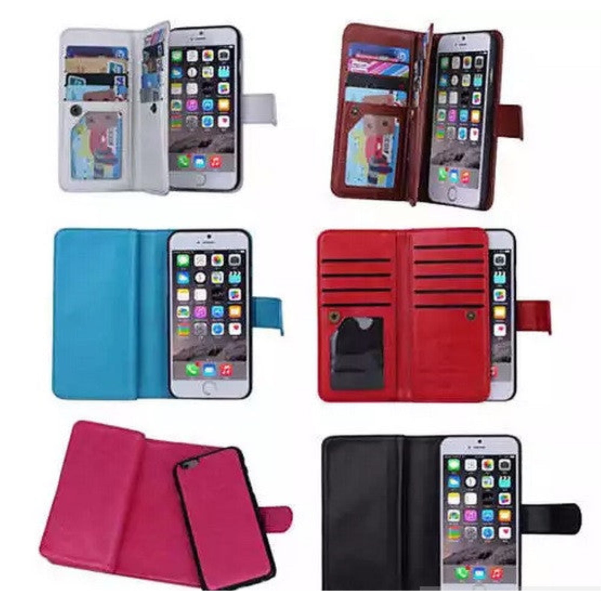 iPhone 6/6 Plus and Samsung Smartphone Removable Wallet Case with