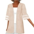 thumbnail image 3 of Meichang Women Open Front Cardigan Lightweight Half Sleeve Mesh Patchwork Kimono Cardigans Loose Fit Beach Cover Up Tops, 3 of 6