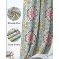 thumbnail image 3 of Pink Green Flowers Kitchen Curtains Country Botanical Abstract Floral Patterned Cafe Short Curtains for Bathroom Blackout Window Curtain Small Window Treatment Drapes for Bedroom 27.5"x39"x2, 3 of 9