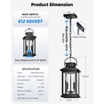thumbnail image 4 of VIANIS 2-Light Outdoor Pendant Lights For Porch, Black Exterior Hanging Lanterns Chandelier For Gazebo, Anti-Rust Waterproof Outdoor Ceiling Lights Fixtures for House Patio with Adjustable Chain, 4 of 7