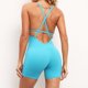 thumbnail image 3 of Gibobby Trajes de Entrenamiento para Mujer Sin incomodidad Apretado Pantalones de yoga Hollow Back Body Training Fitness Sports Mono(Azul claro,M), 3 of 4