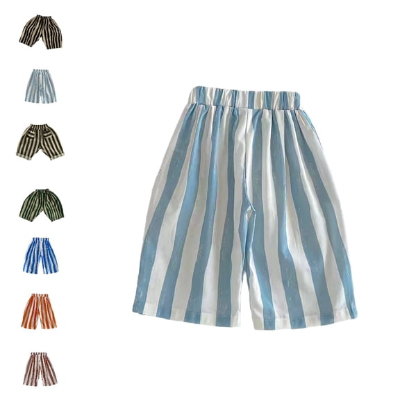 UJNDER Kids Baby Girl Breathable Cotton Irregular Striped Anti-Mosquito Capri Pants Elastic Waist Casual Trousers Baby Girl Pants,01_Green,18-24 Months