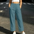 thumbnail image 5 of cocolona Womens Casual High Waist Wide Leg Pants Elastic Waist Drawstring Straight Vacation Lounge Pants with Pockets, 5 of 5