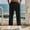 Black, variant on Men's Button Side Cotton Linen Straight Leg Casual Sweatpants - Elastic Waist Comfy Loose Lounge Pants with Pockes Black 10