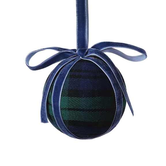 Plaid Bow Christmas Balls, 3.15 Inch Foam Hanging Ornaments for Holiday Tree Decoration & Festive Home Gift Accents