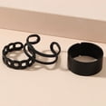 thumbnail image 4 of 3Pcs/set Women Hip Hop Rings Rock Metal  Geometric Ring Set Ladies Hollow Out Resizable Rings Set, 4 of 6