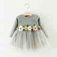 thumbnail image 2 of Flower Girl Dress Floral Ribbed Long Sleeve Mesh Embroidered Tulle Ball Gown Princess Clothes Girls Boho Dresses,Size 12 Months-18 Months, 2 of 3