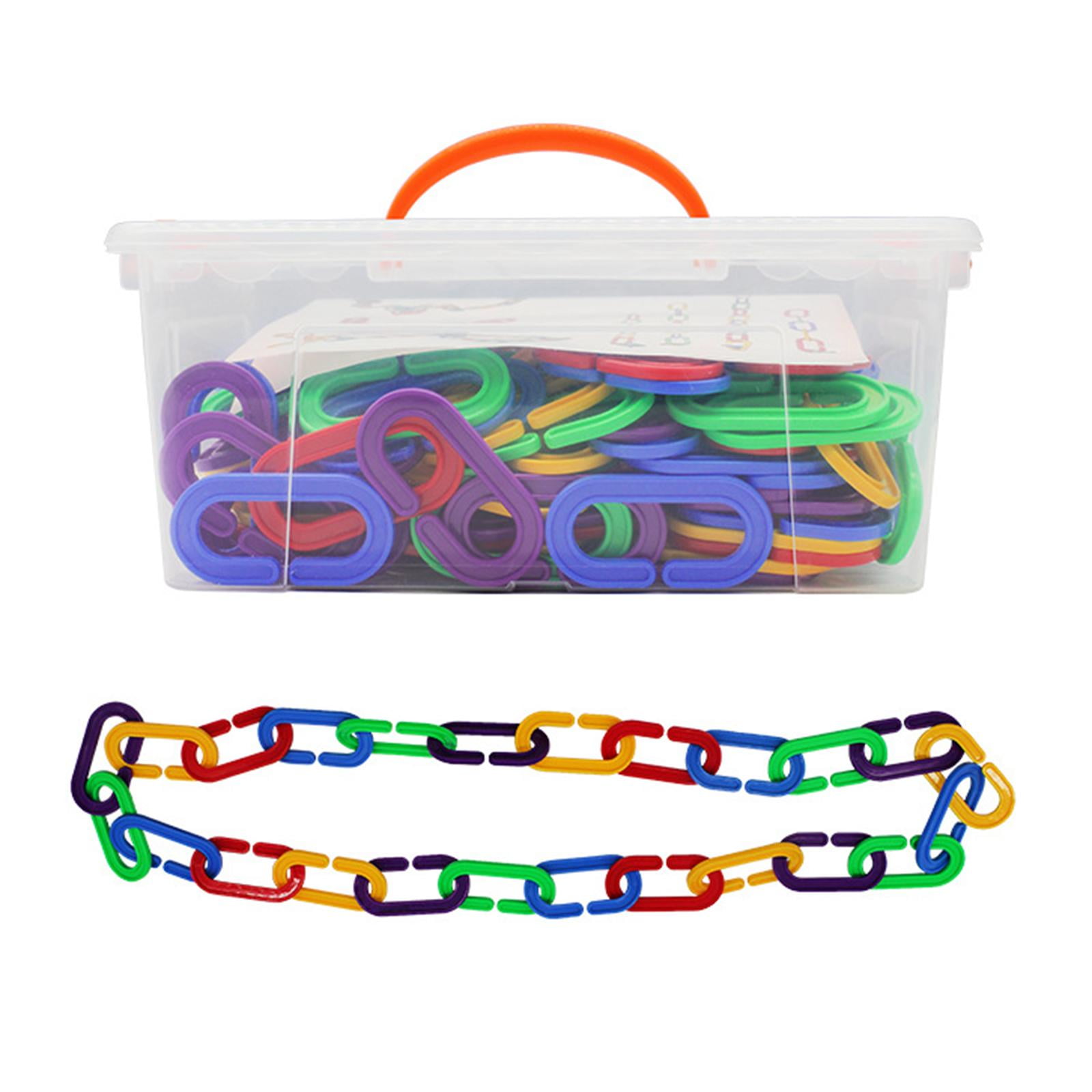 150Pcs Hooks Chain Links Parrot Bird Toy Cage Interchangeable Sensory Toys Colorful Links Rainbow C Links for Preschool Kids Children