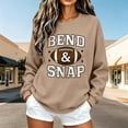 thumbnail image 5 of Women's Funny Letter Printed Graphic Football Fan Sweatshirt,Long sleeve Casual Crewneck Pullover Tops for Game Day,Weekend,Daily Wear Khaki XL, 5 of 7