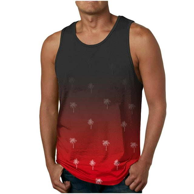 LOVZFMLL Tank Tops for Men's Fitness Home Wear Pajamas Color Solid Color T-shirt Sports