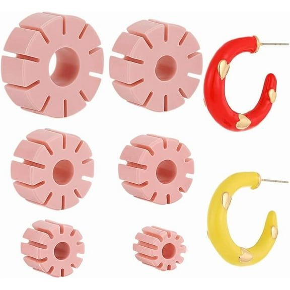 1 set PP PP Polymer Clay Hoop Guide Flat Round Flat Round Pearl Pink 15x15mm