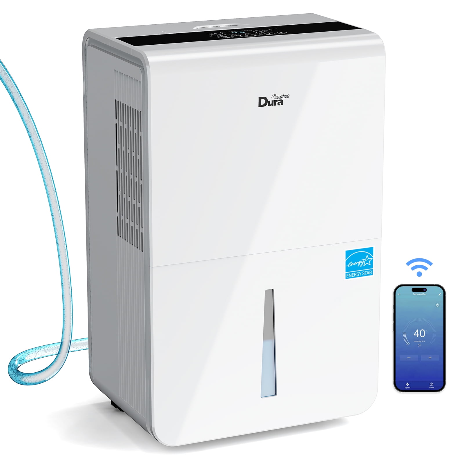 Restored DuraComfort Dehumidifier for Basement Home with Pump,4500 Sq.ft 50 Pints With WiFi, (Refurbished)