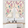 thumbnail image 2 of Retro Floral Swag Valances for Windows, Farmhouse Botanical Leaves Flowers Rod Pocket Sheer Valances for Large Windows, Swag Toppers Light Filtering for Kitchen Living Room 2 Panels 36''x63'', 2 of 6