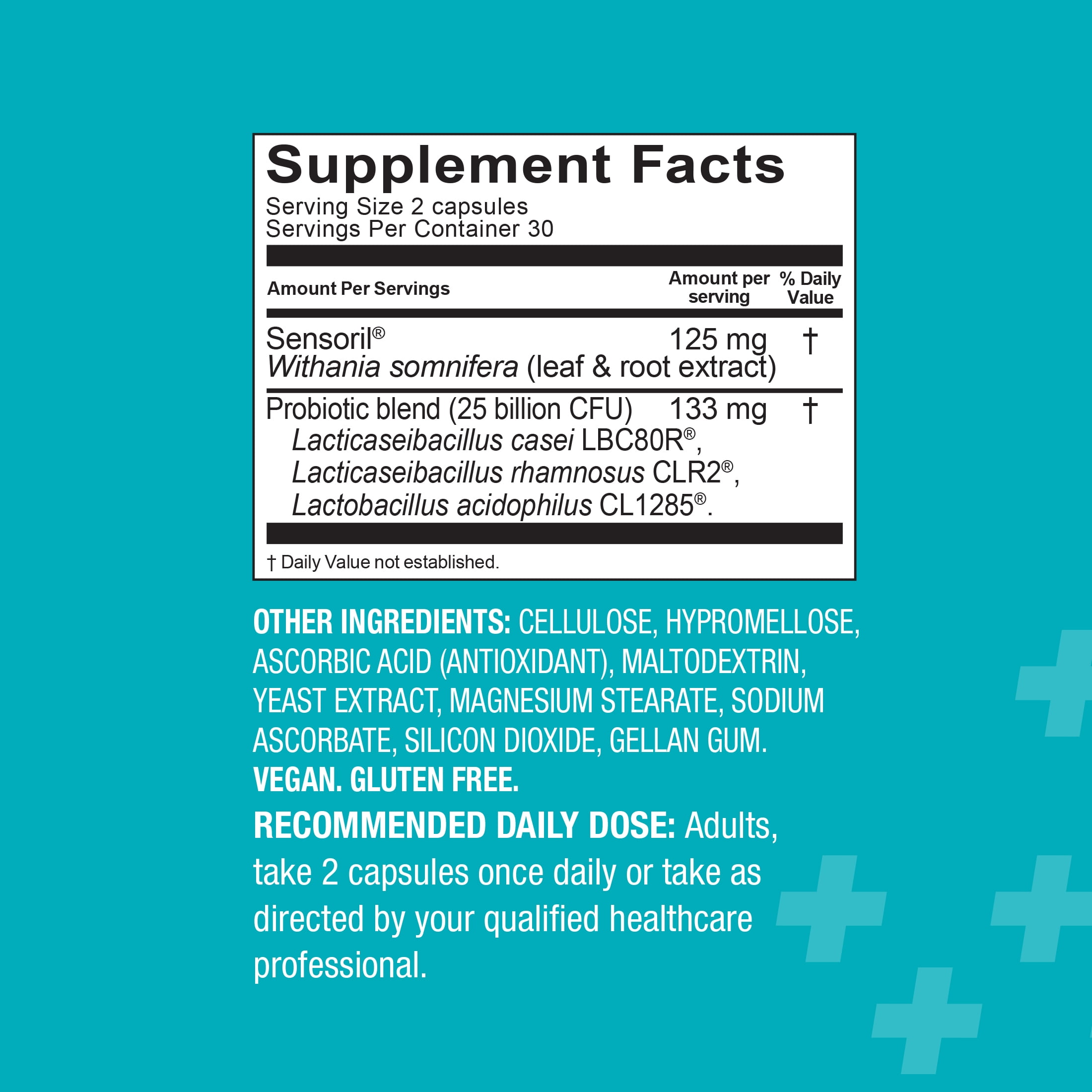 Bio-K+ Extra Stress Support Probiotic Capsules, Shelf Stable, 25 Billion CFU, 60 Count