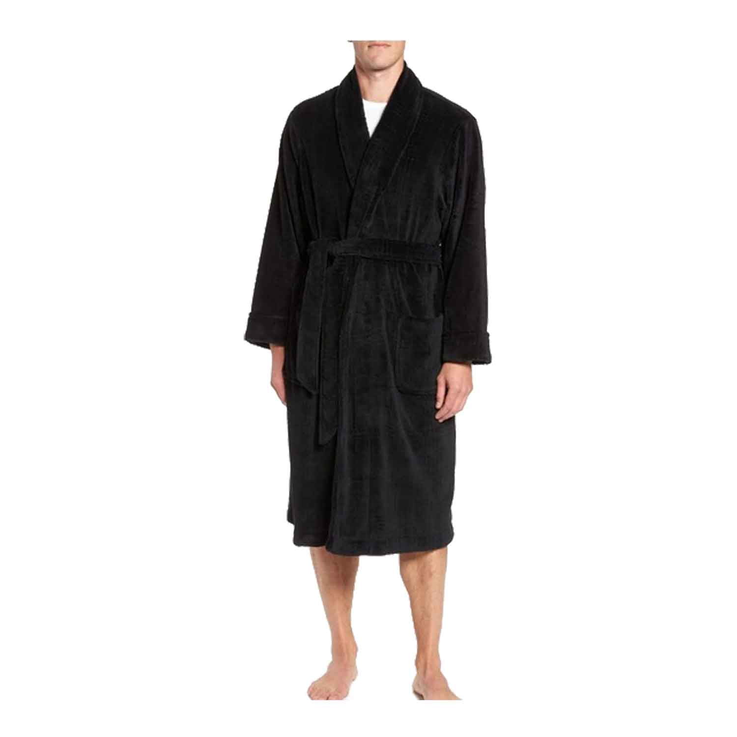 Majestic International Plush Super Soft Fleece Kimono Robe Black Window