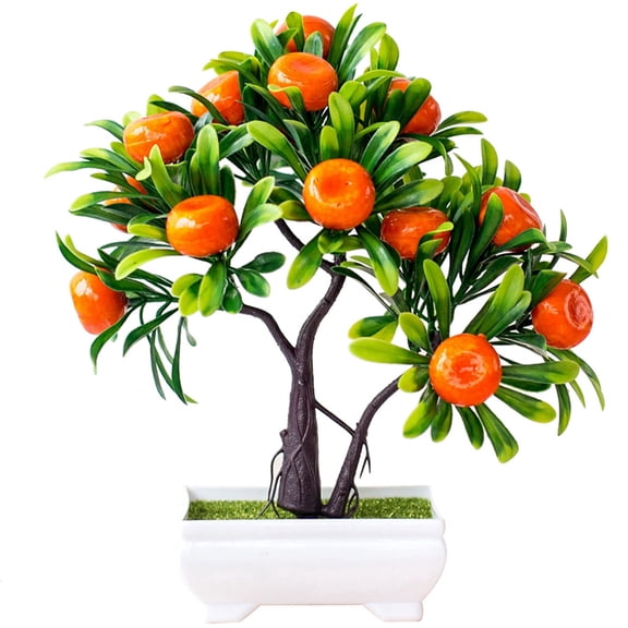 Walbest Plastic Artificial Orange Tree Bonsai, Simulation Potted Flower for Home, Garden, Office, Indoor and Outdoor Occasions Decor, 10.2"