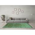 thumbnail image 3 of Ahgly Company Indoor Square Oriental Turquoise Blue Industrial Area Rugs, 7' Square, 3 of 4