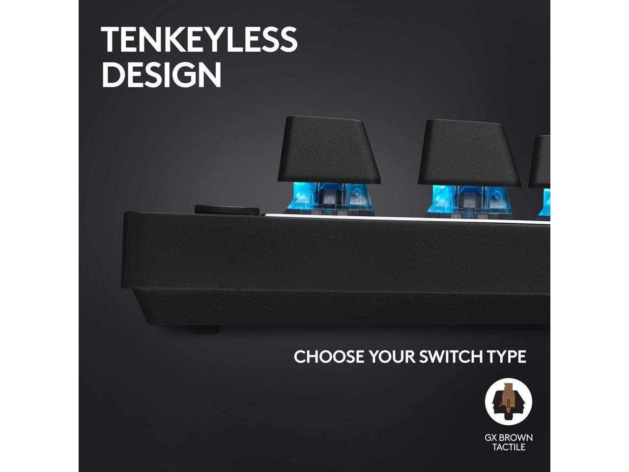 Logitech G PRO X TKL Lightspeed Wireless Gaming Keyboard, Ultra-Portable Tenkeyless Design, LIGHTSYNC RGB, PBT keycaps, Tactile Switches (GX Brown) - Black