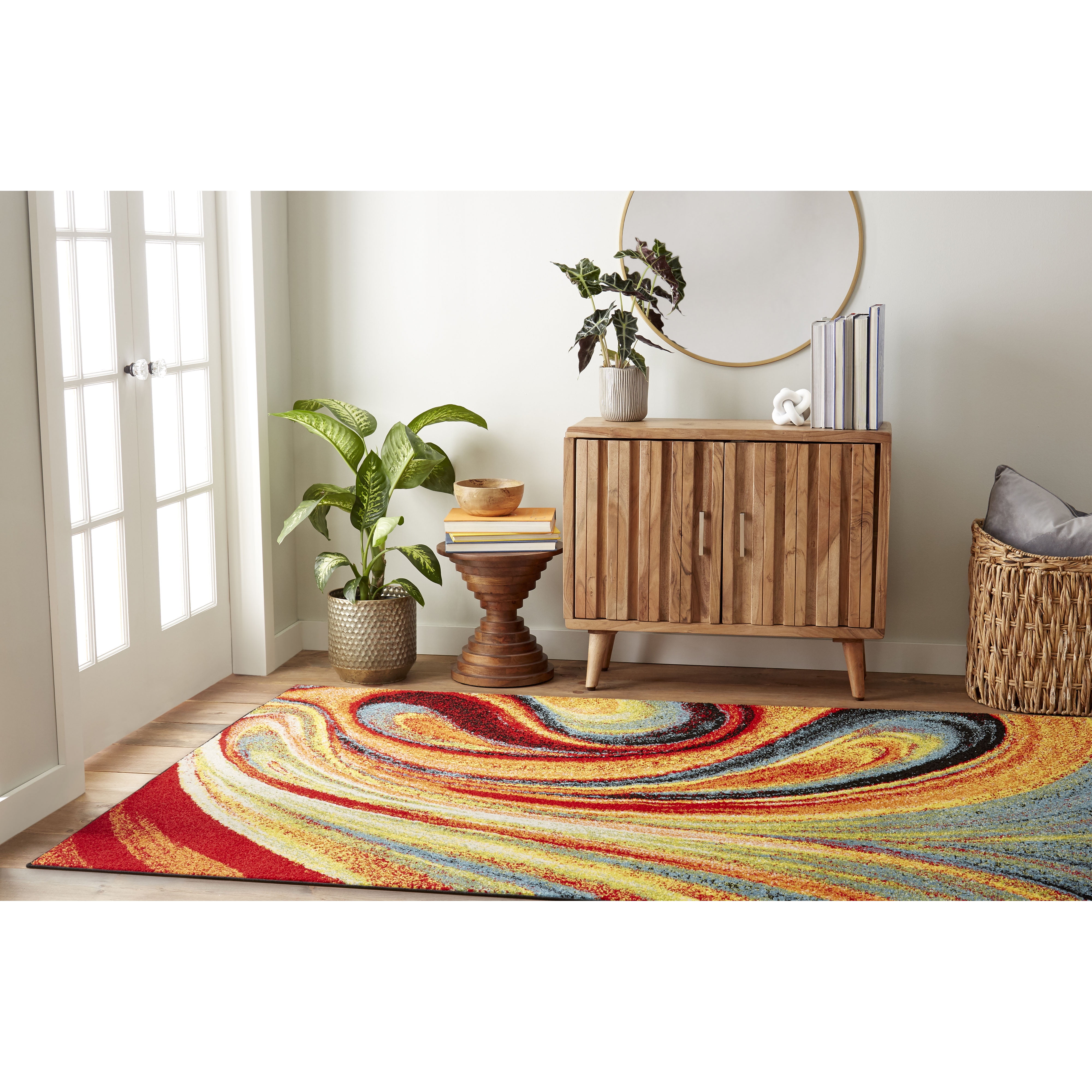 Home Dynamix Splash Adja Contemporary Abstract Swirl Area Rug, Red