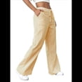 thumbnail image 2 of Pantalones de Salón A Rayas de Pierna para Mujer, Cintura Elástica y Bolsillos Amarillo L, 2 of 7