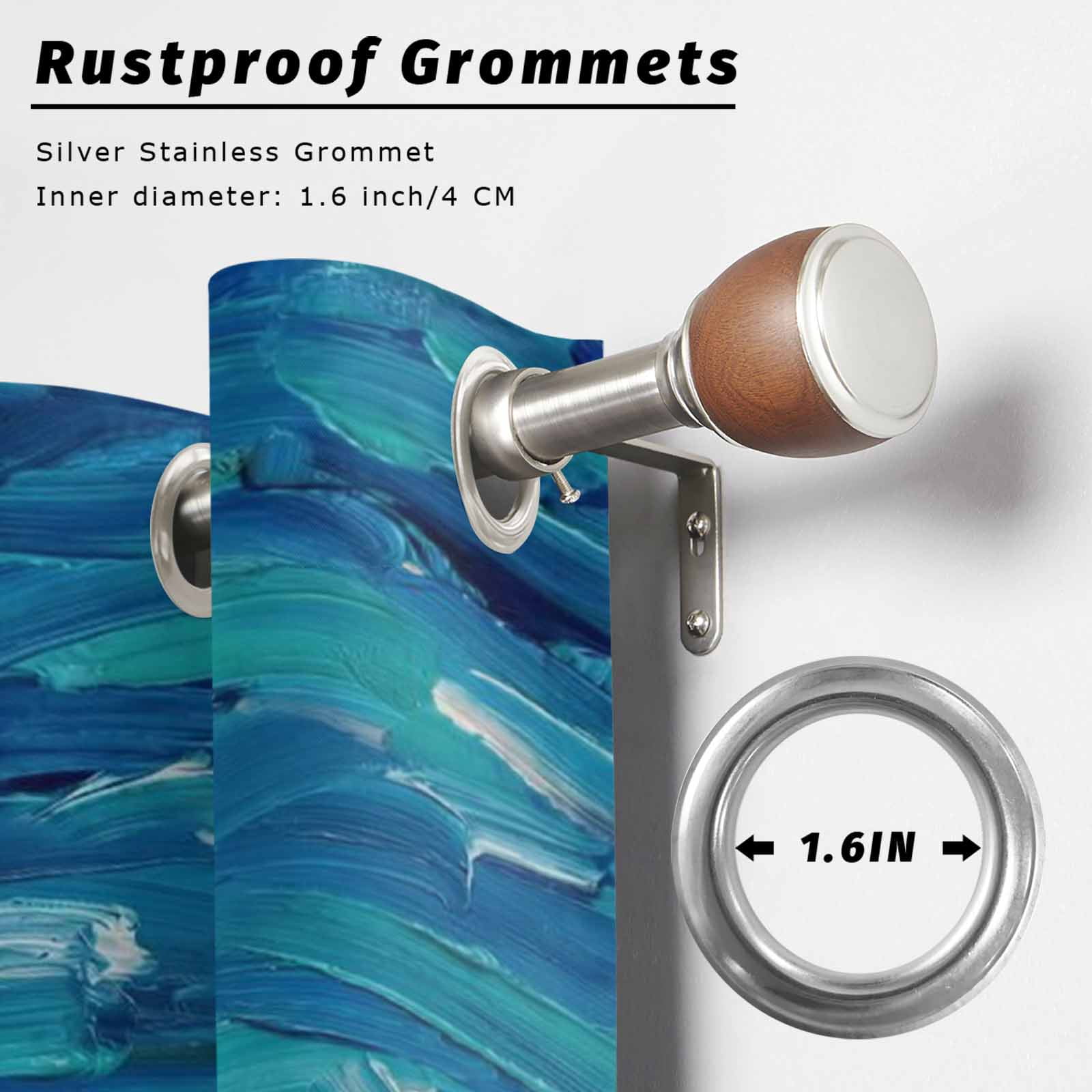 Funny Art Outdoor Curtains for Patio, Summer Hippocampus Swimming Blue Sea View Oil Painting Sunshade Privacy Drapes Grommet Waterproof Outside Curtains for Porch/Cabana/Balcony 54"x 108", 1 Panel
