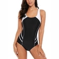 thumbnail image 3 of Beautyin Women's Swimsuit One Piece Color Block Cross Back Athletic Modest Swimwear, 3 of 6