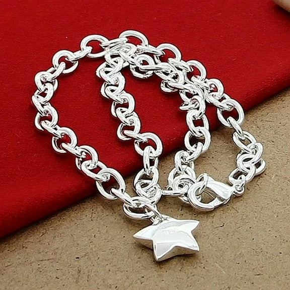 K-KED Starry Delight 925 Sterling Silver Star Charm Necklaces Chain Accessories-default