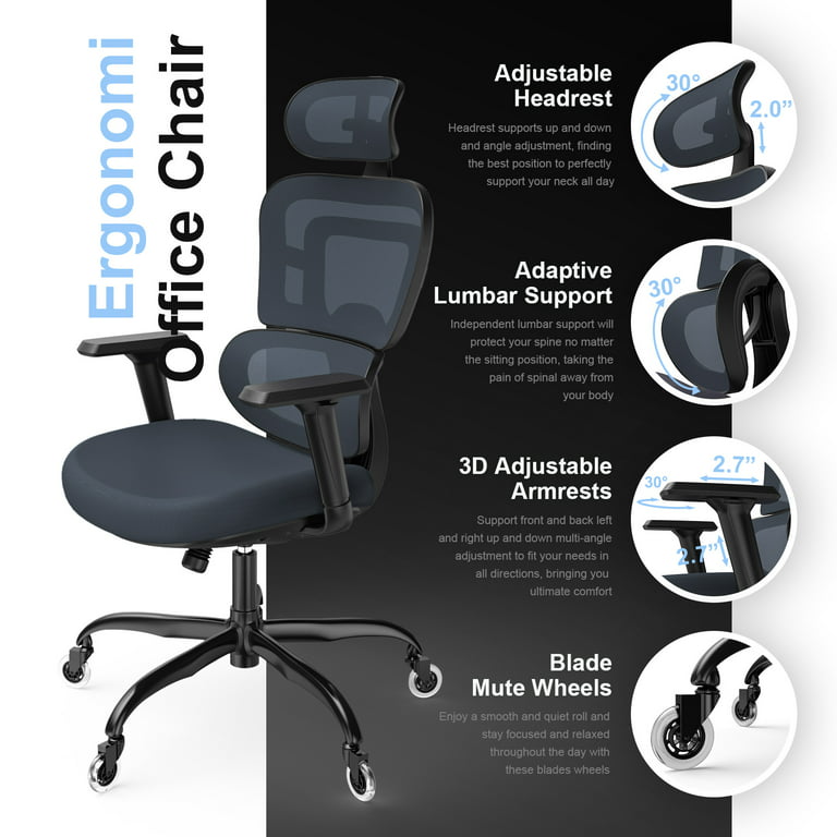 Lioncin Ergonomic Office Chair, Breathable Mesh Desk Chair, Lumbar