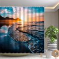 thumbnail image 5 of Sunset Beach Shower Curtain Tropical Ocean Landscape Orange Sky Hawaiian Coastal Seascape Sea Waves Summer Seaside Nature Scenery Bath Curtain with Plastic hookss, 5 of 6